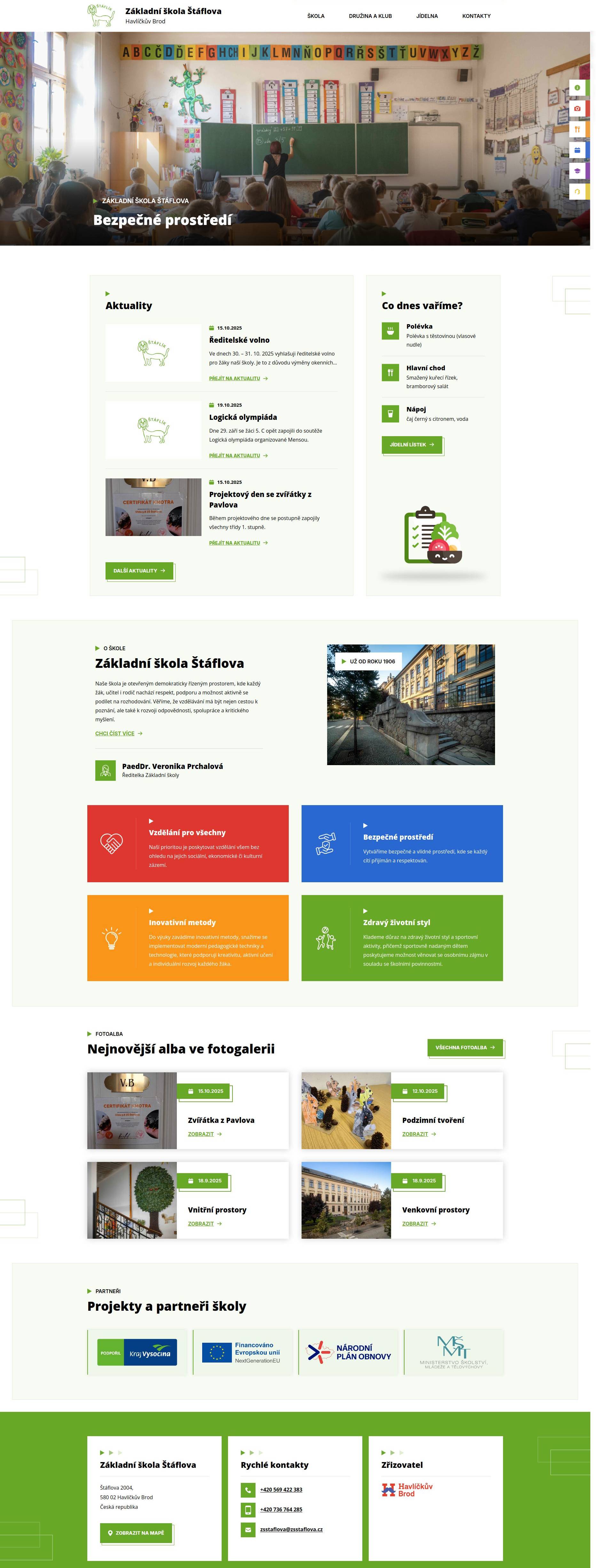 Screenshot webu zsstaflova.cz